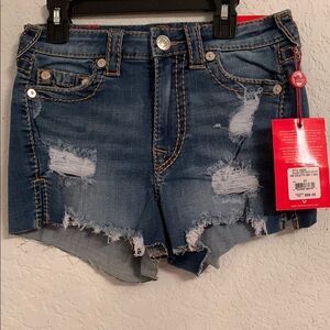 NWT True Religion Colette High Rise Tapered Skinny Denim Shorts Size 27